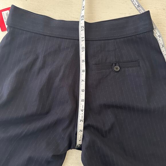 Spanx NWT Wide Leg Navy Gray Pin Stripe Med Perfect Dress Pants Ponte Pockets - Picture 10 of 13